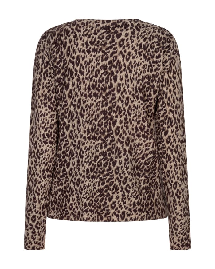 Red Button Sweet Animal Print Top, Burgundy