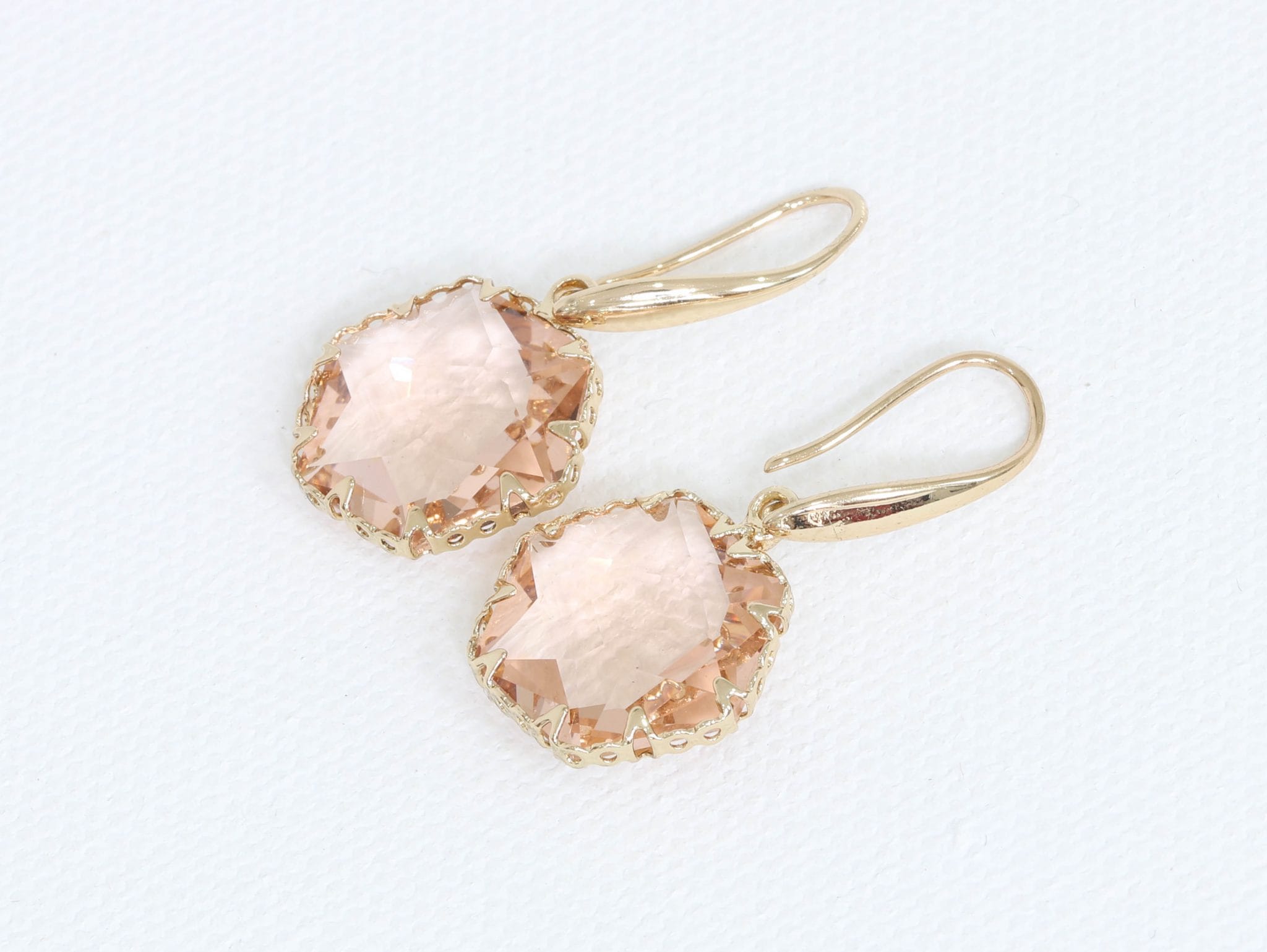 Big Metal Camilla Crystal Hexagon Earrings, Pink/Gold