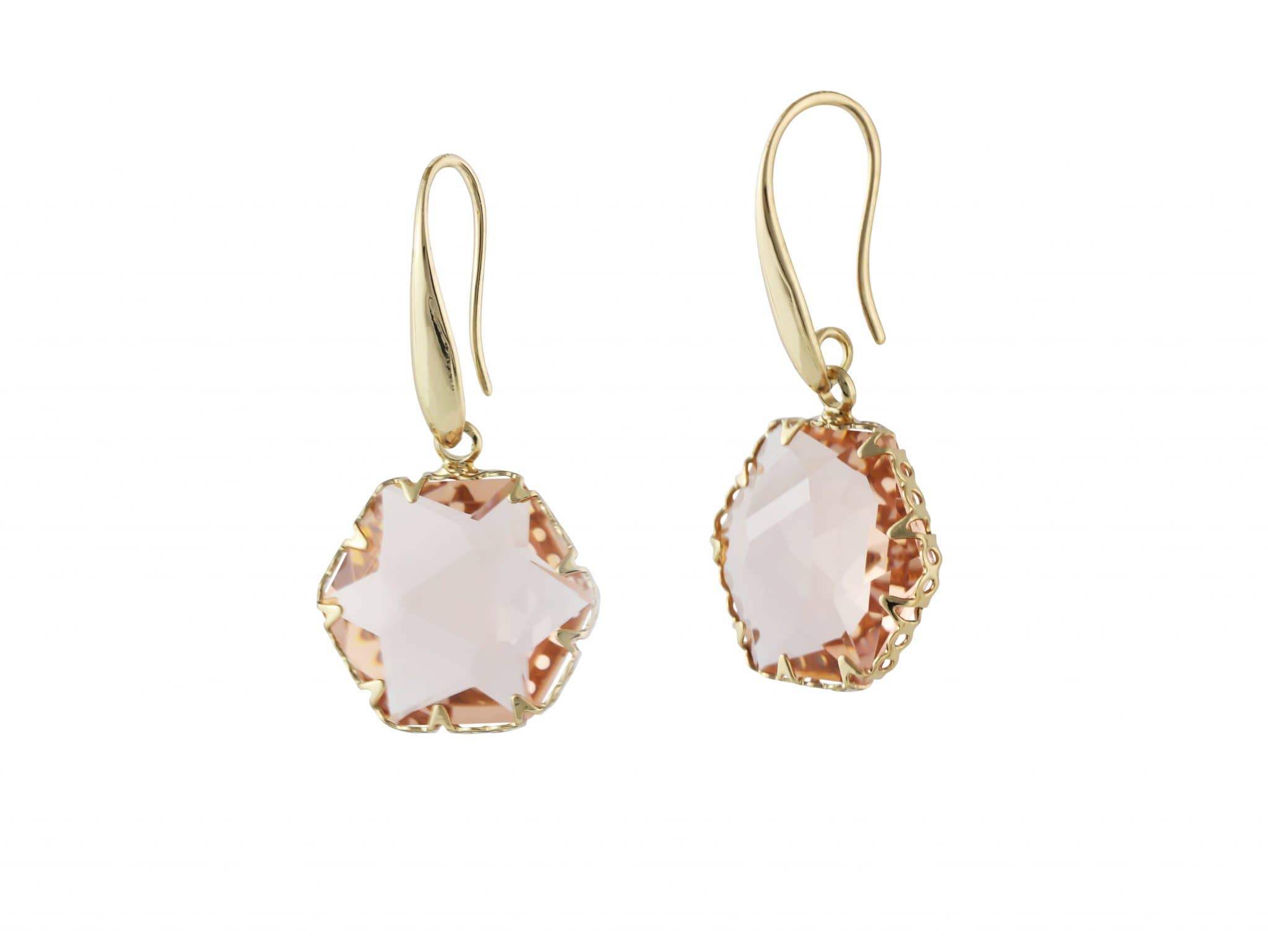 Big Metal Camilla Crystal Hexagon Earrings