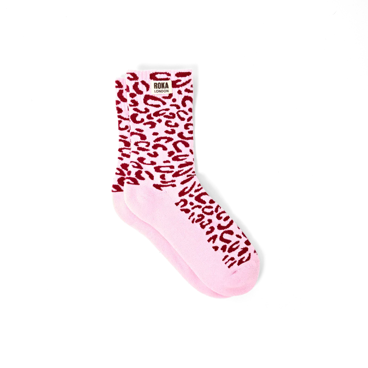 Roka Wimbledon Organic Cotton Printed Crew Socks, Vintage Ruby