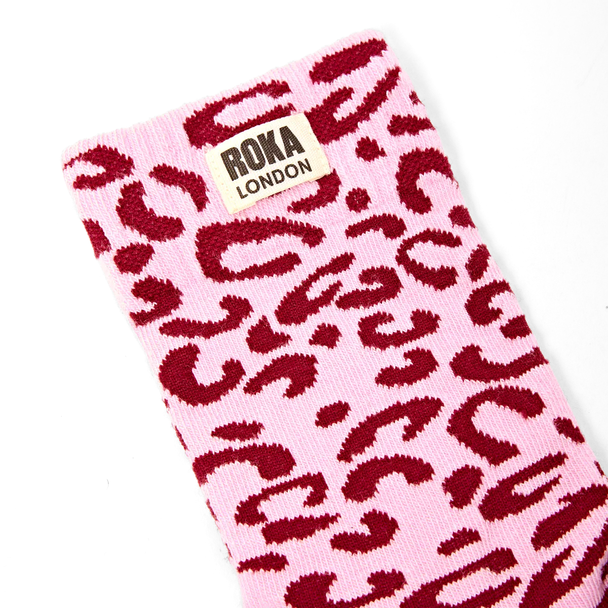 Roka Wimbledon Organic Cotton Printed Crew Socks, Vintage Ruby