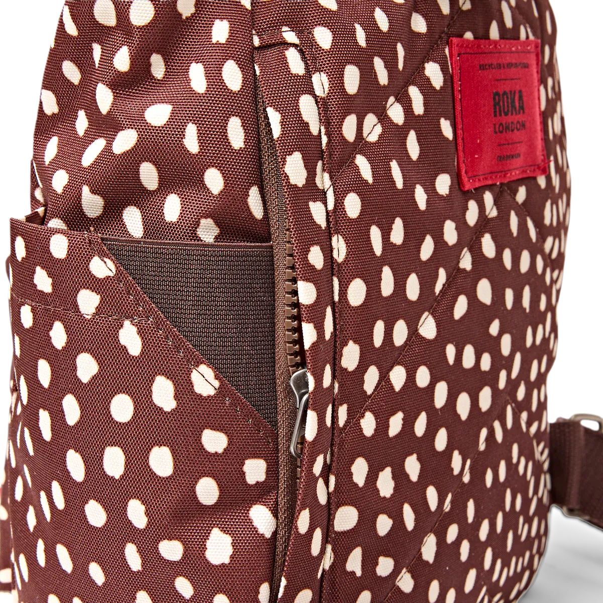 Roka Canfield Brown Dot Recycled Canvas Medium Rucksack