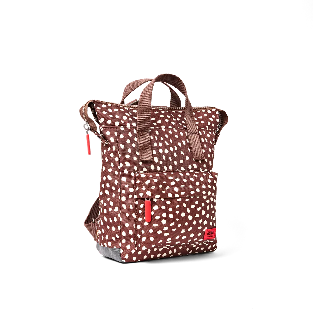 Roka Bantry Brown Dot Recycled Canvas Small Rucksack