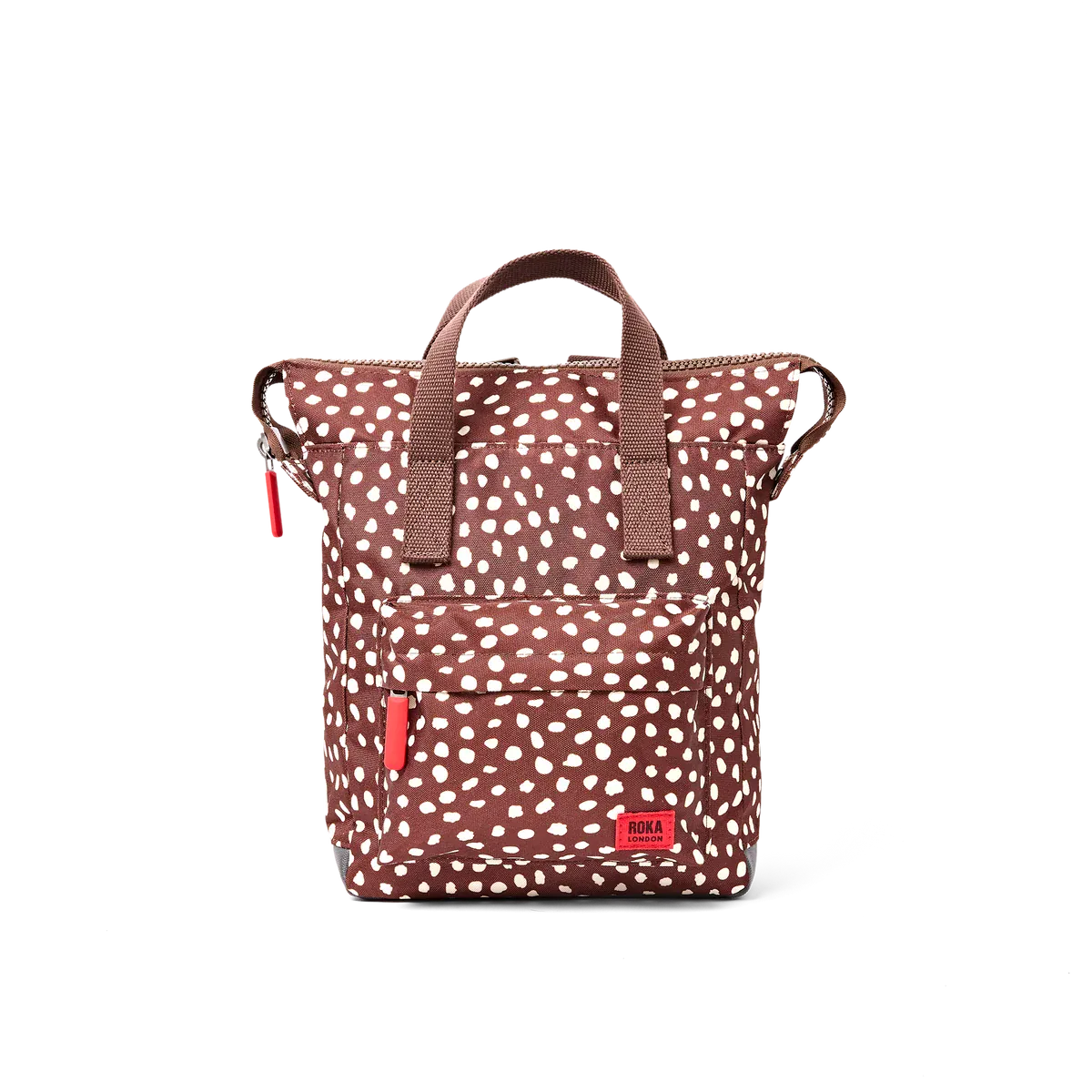 Roka Bantry Brown Dot Recycled Canvas Small Rucksack