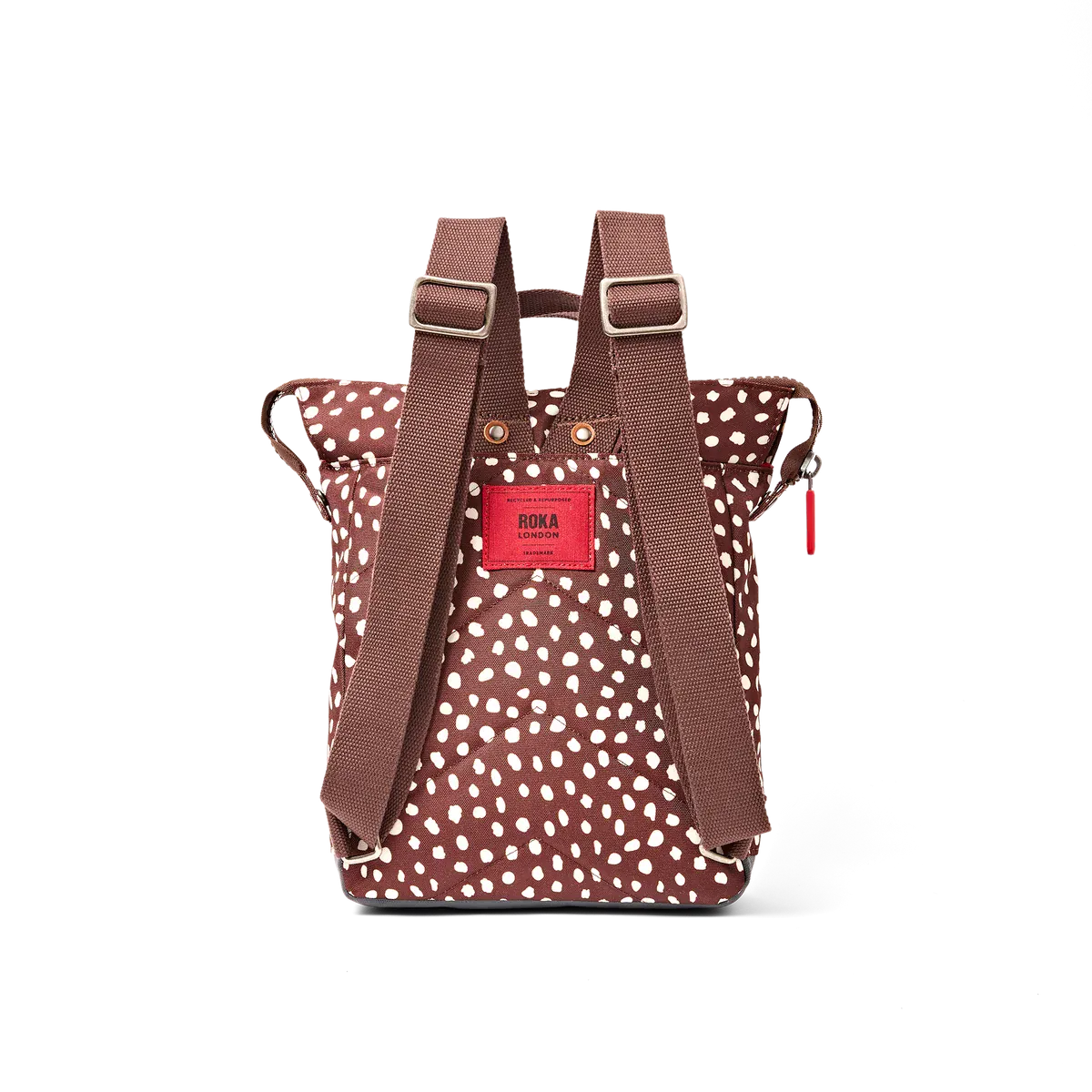 Roka Bantry Brown Dot Recycled Canvas Small Rucksack