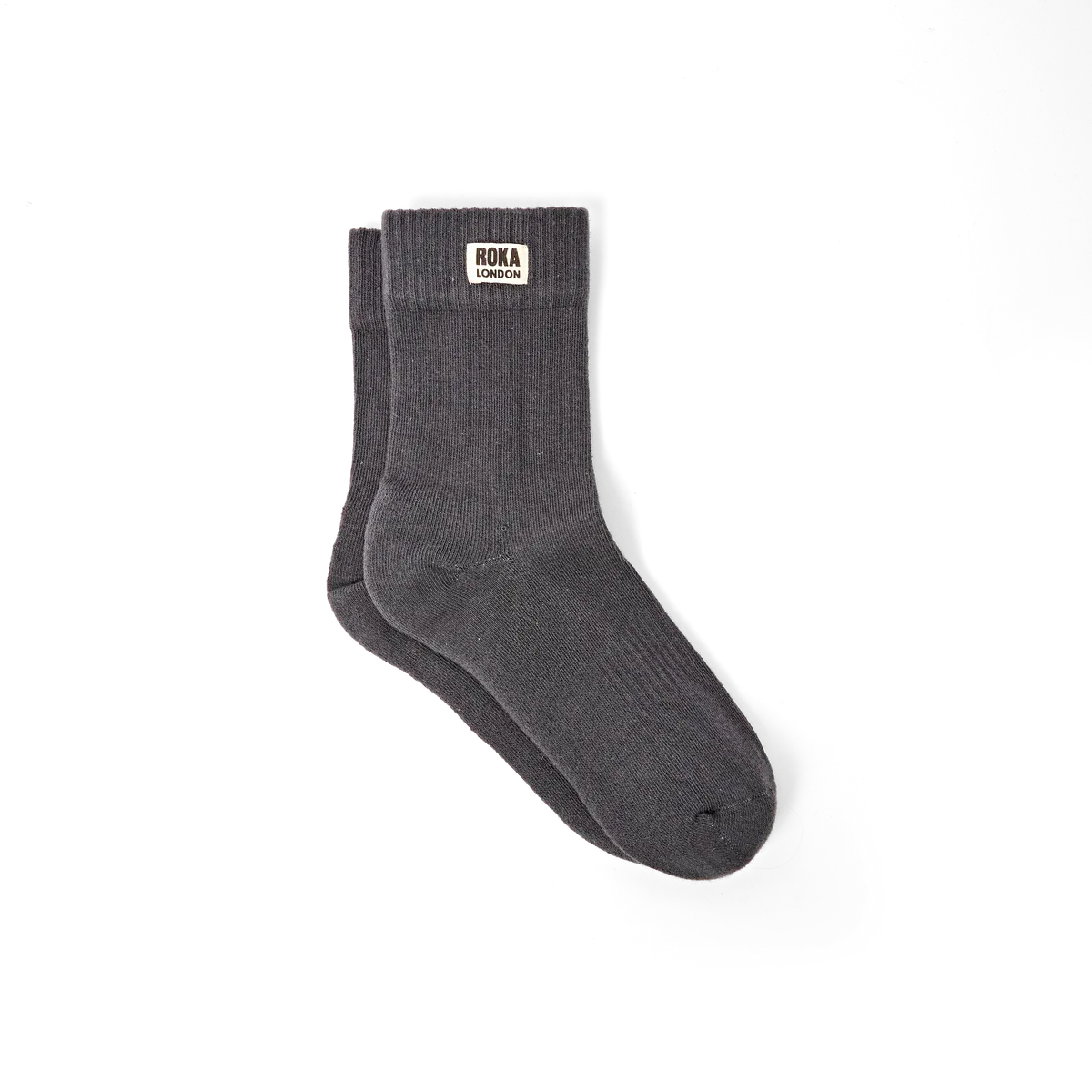 Roka Wimbledon Organic Cotton Crew Socks For Women, Faded Black