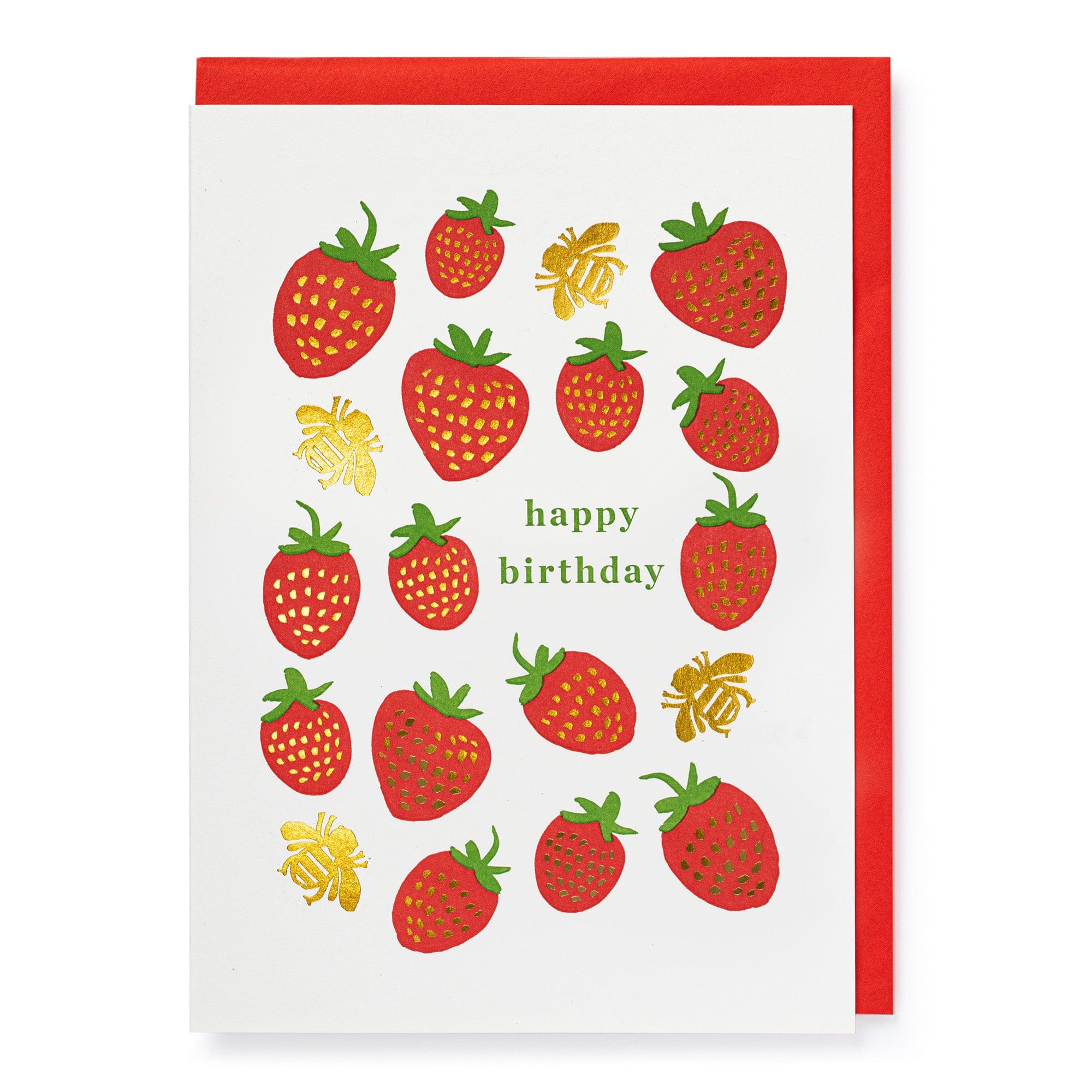 Letterpress Card Strawberry Birthday