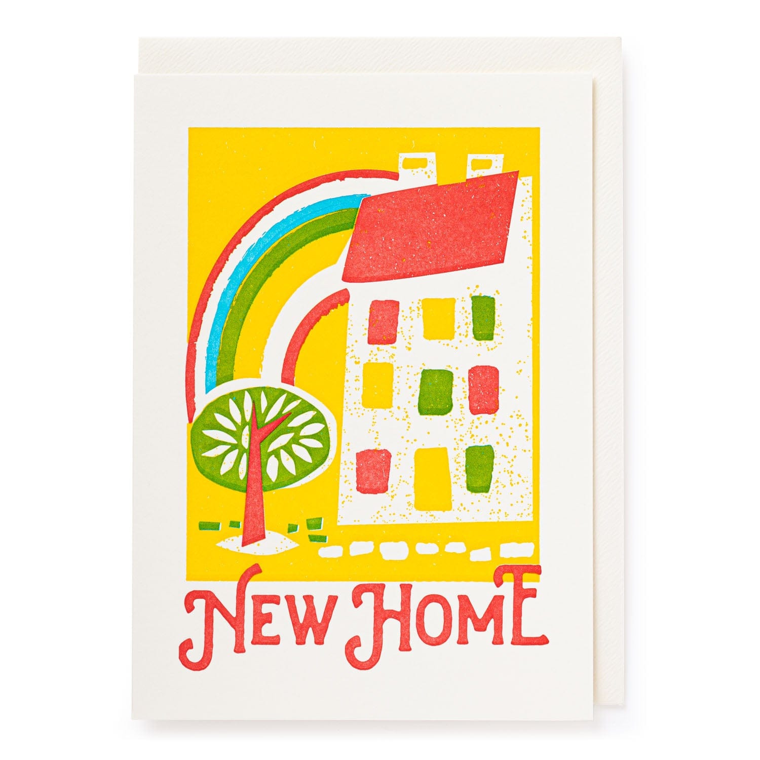 Letterpress Card New Home (Rainbow & Colourful House)