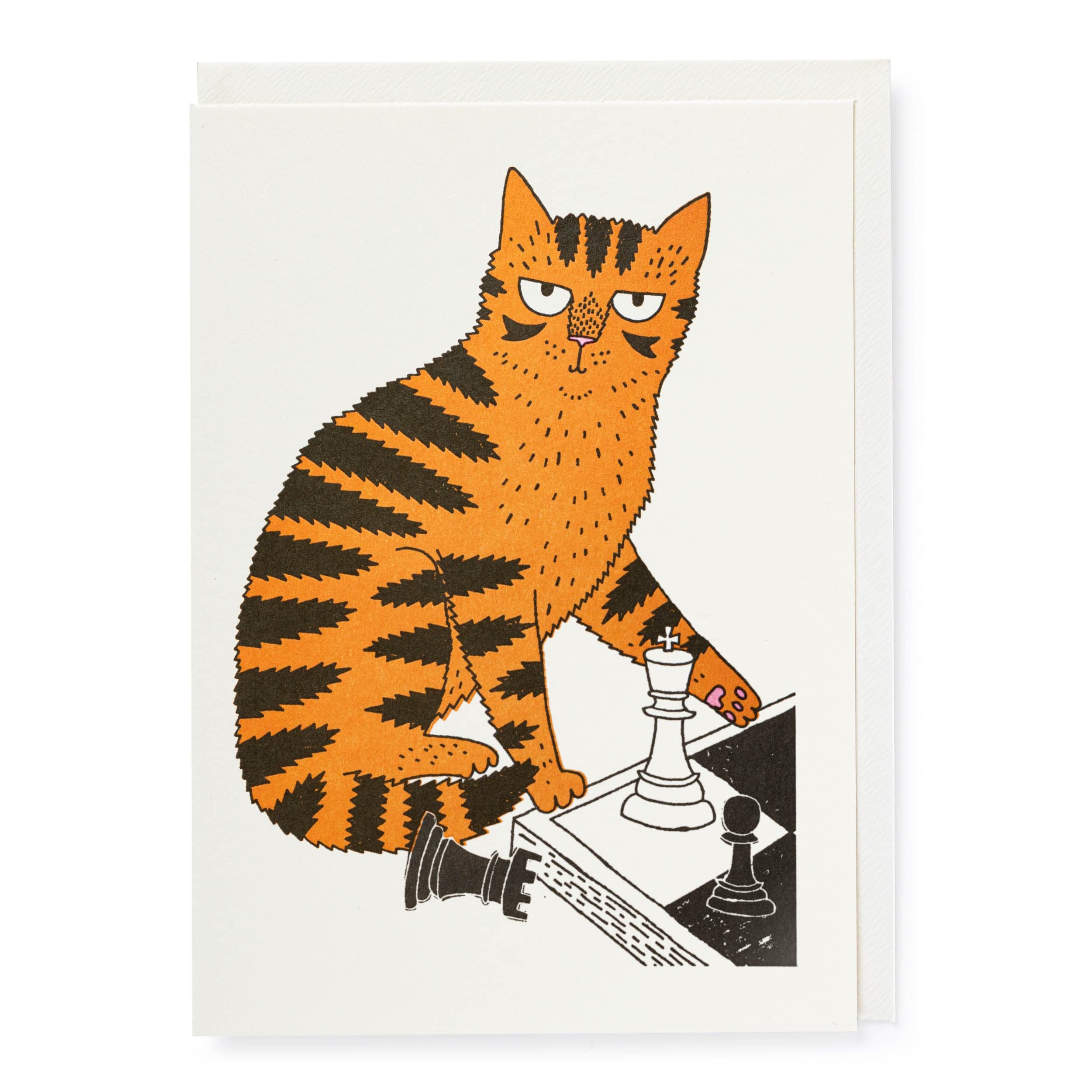 Letterpress Card Chess Cat