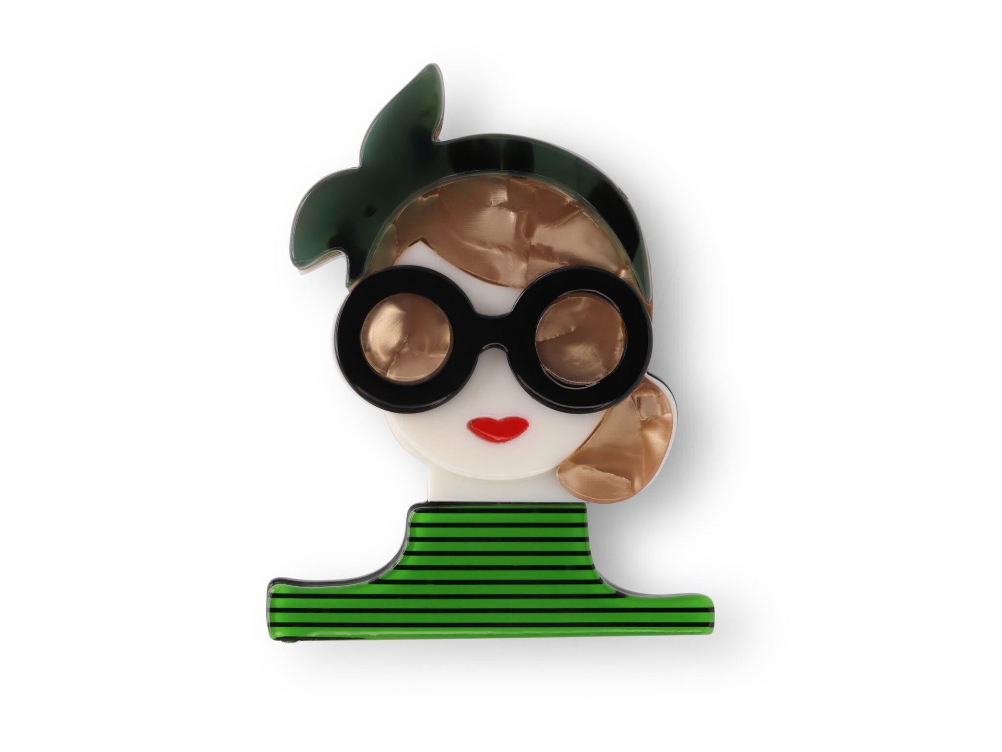 Woman in Green Perspex Brooch