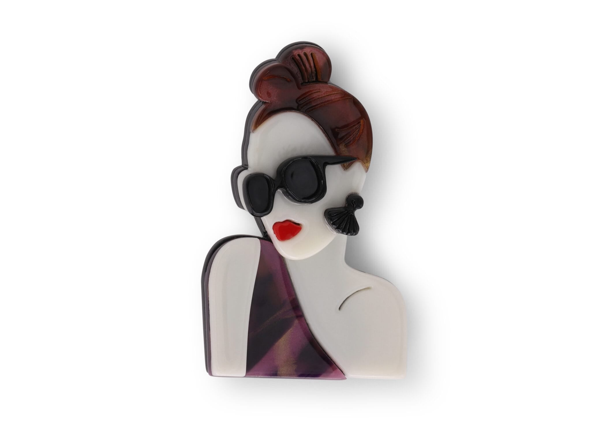 Lady With Sunglasses Perspex Brooch