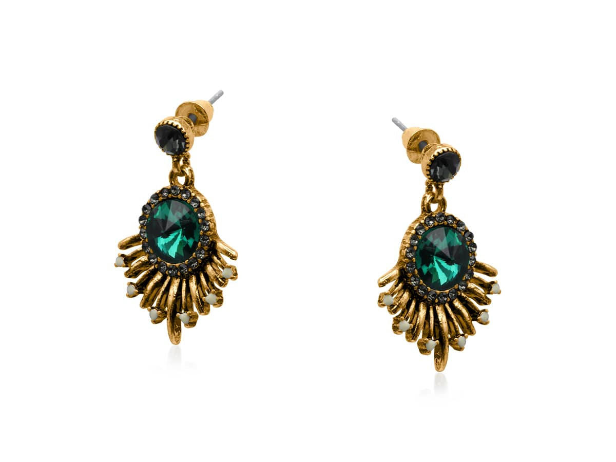 Big Metal Lucce Demi Fine Earrings, Emerald