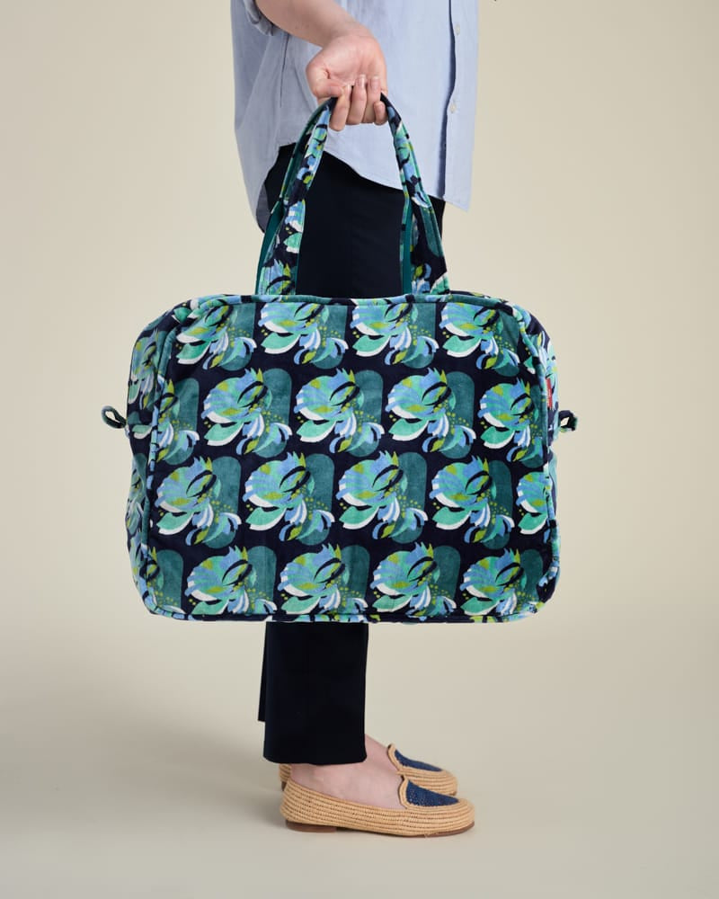 Poppins Velvet Weekend Bag Split Navy