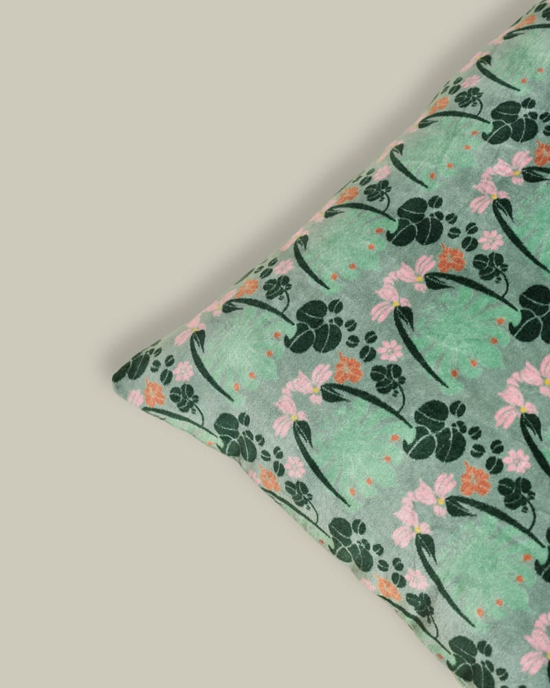 William Sage Green Rectangular Velvet Cushion 55x35cm