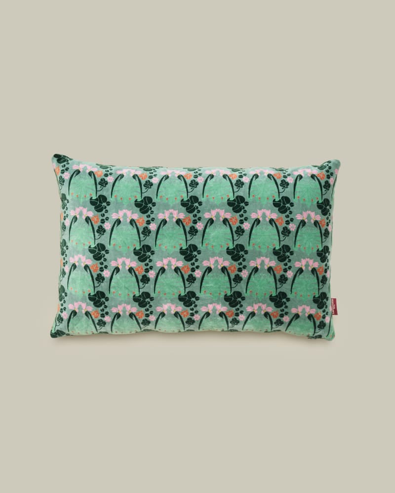 William Sage Green Rectangular Velvet Cushion 55x35cm 
