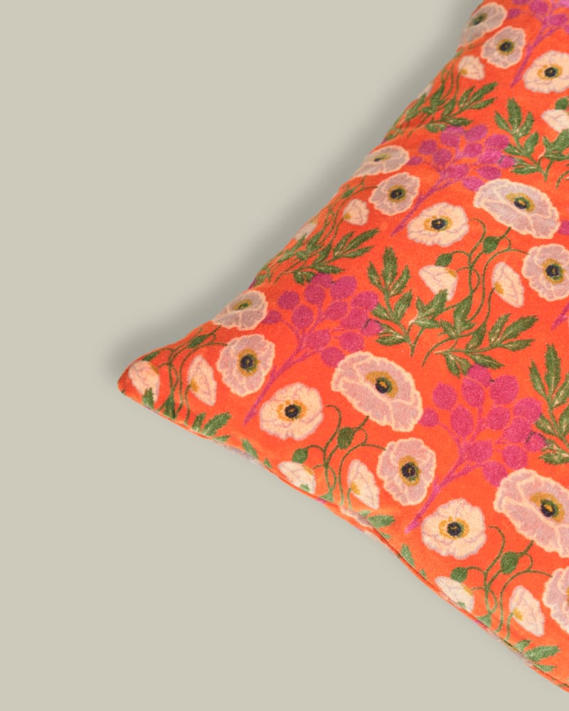 Poppy Orange Velvet Cushion 45x45cm