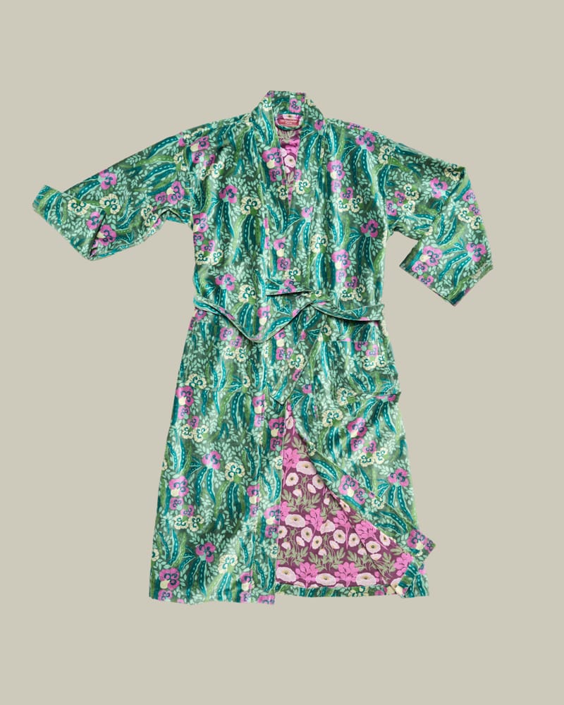 Les Touristes Velvet Dressing Gown Allegria Green