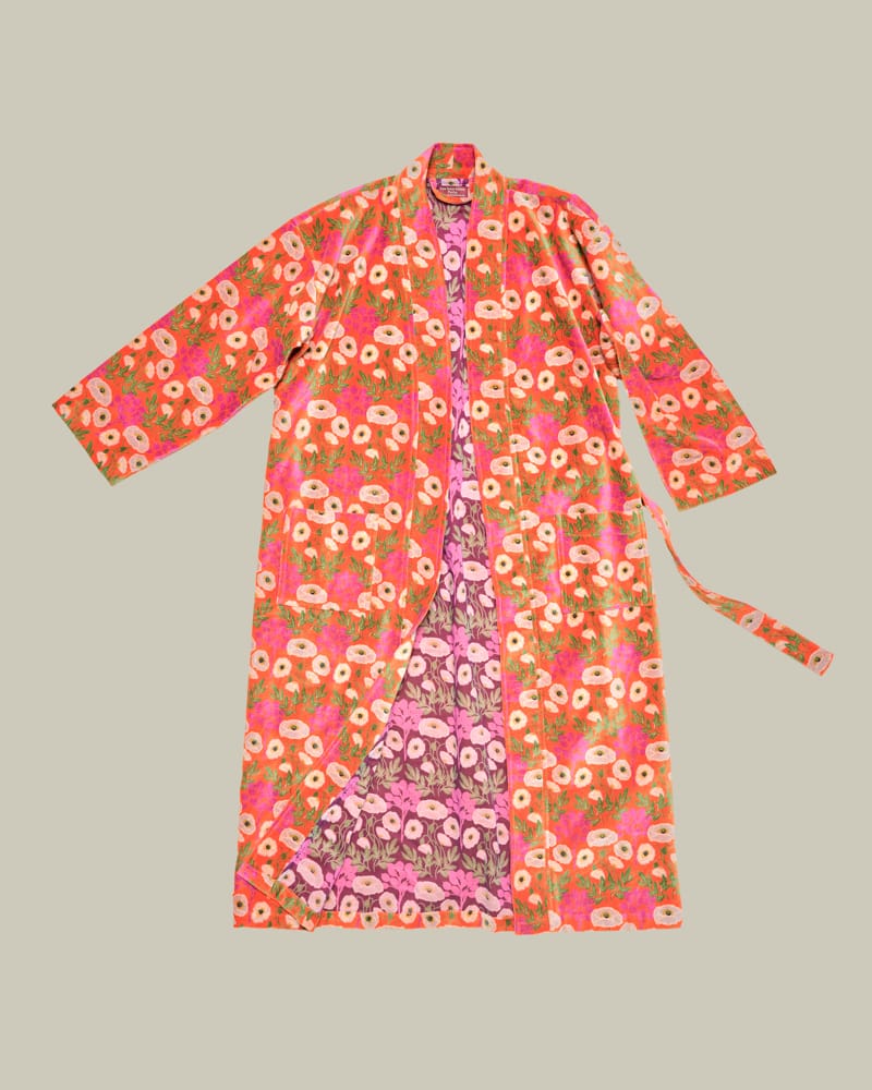 Les Touristes Velvet Dressing Gown Poppy Orange