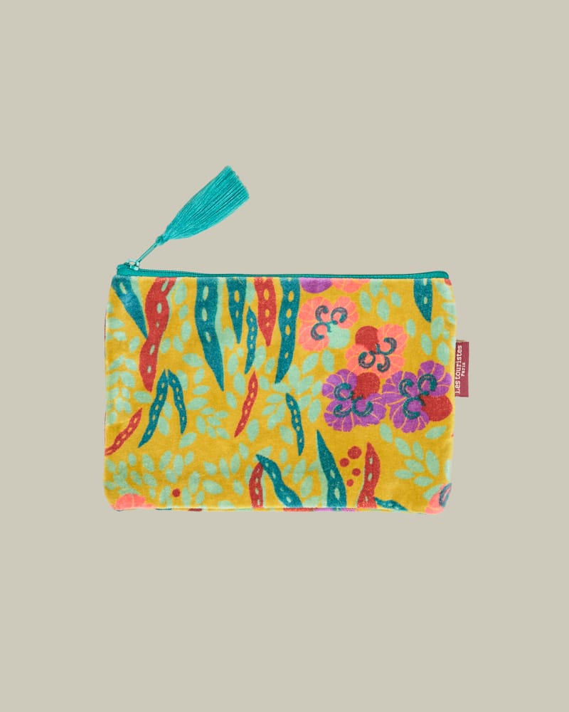 Velvet Zipped Pouch With Tassel, Large Allegria Gold