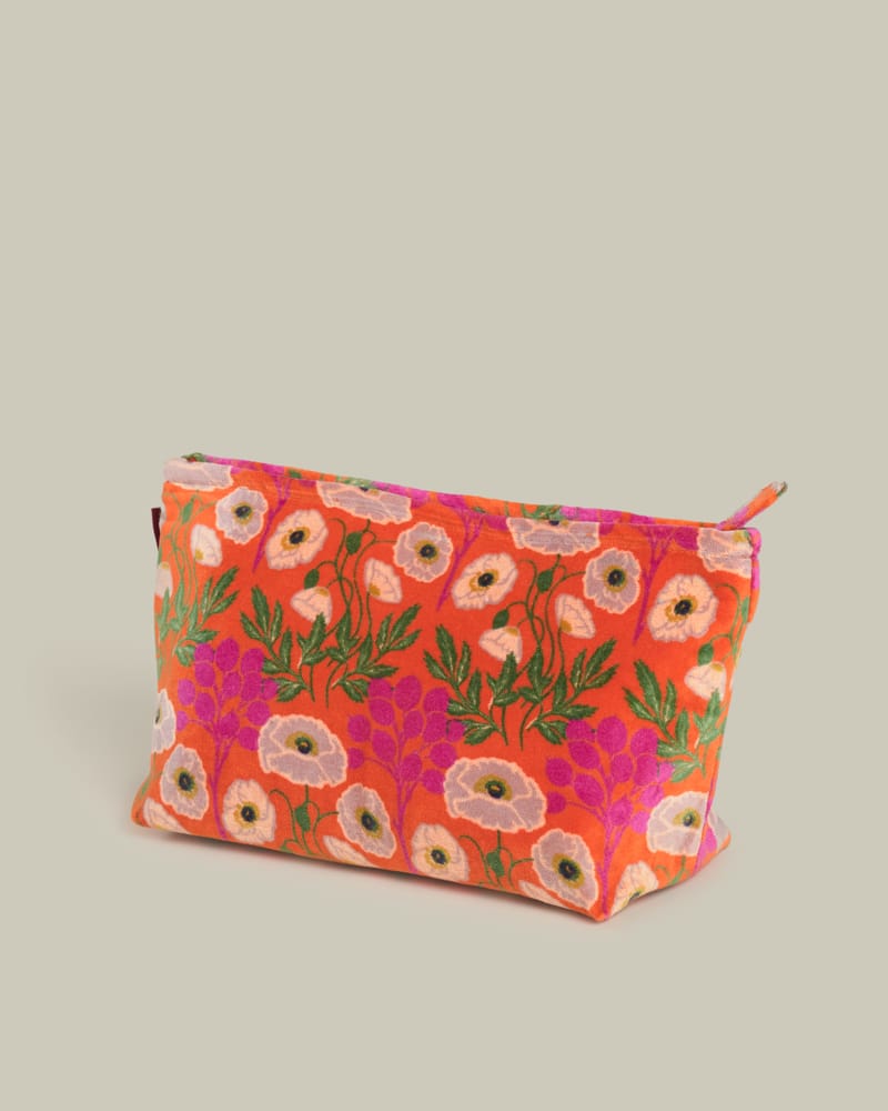 Large Velvet Washbag Poppy Orange