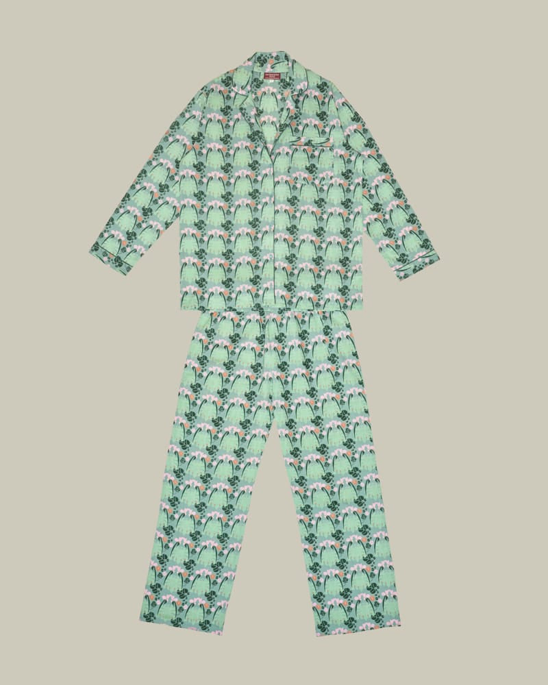 Ladies Cotton Pyjamas, William Sage Green
