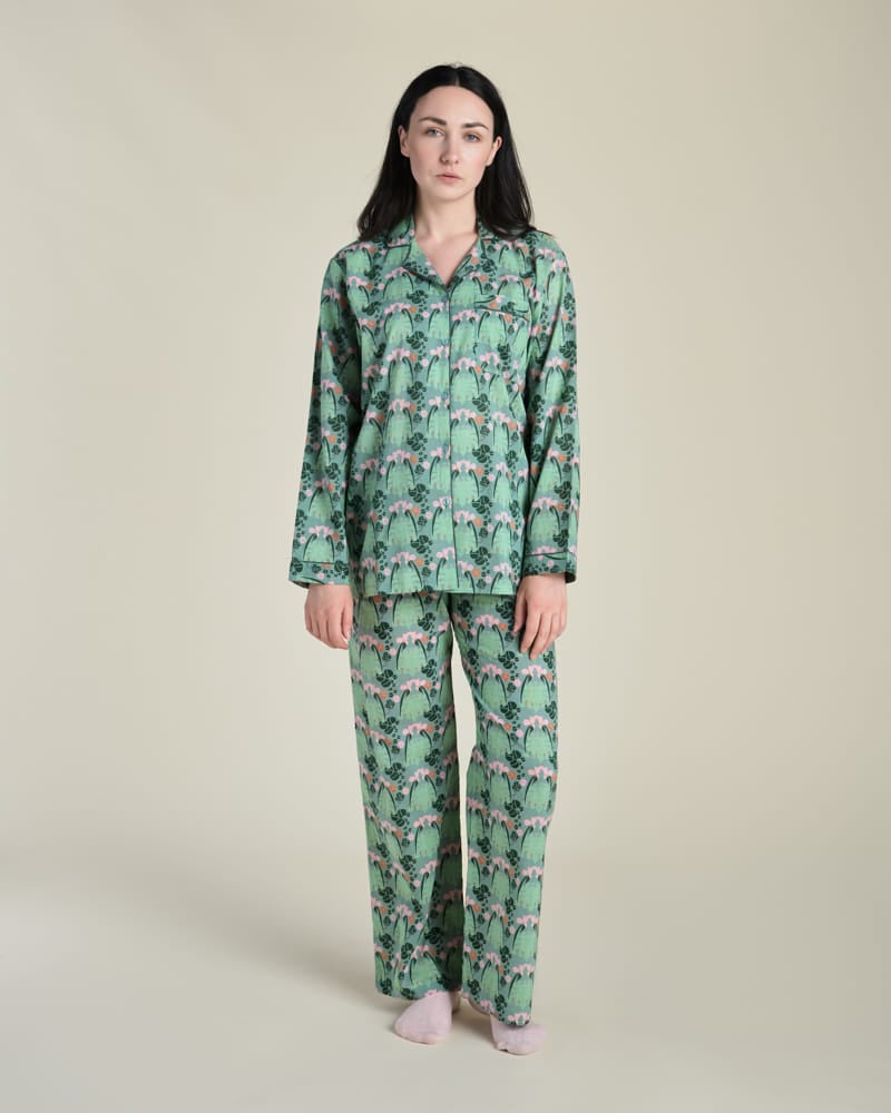 Ladies Cotton Pyjamas, William Sage Green
