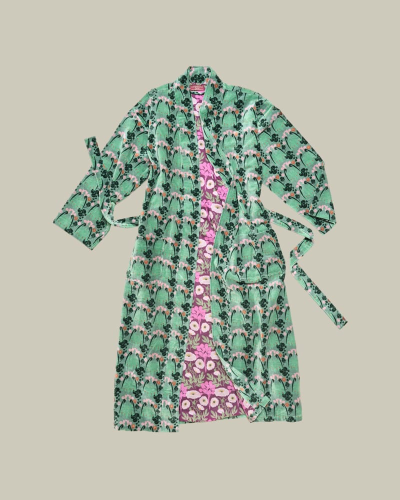 Les Touristes Velvet Dressing Gown William Sage Green 