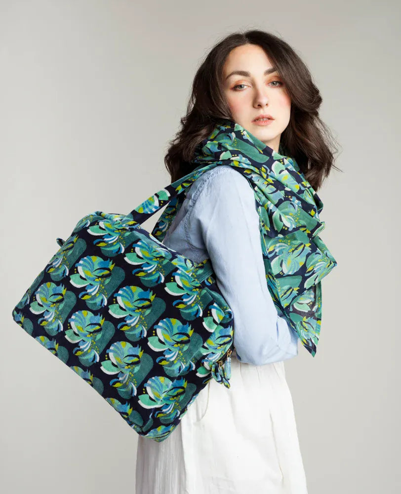 Velvet Handbag by Les Touristes Split Navy