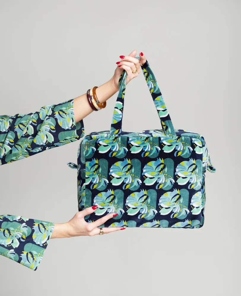 Velvet Handbag by Les Touristes Split Navy