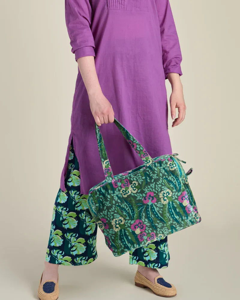 Velvet Handbag by Les Touristes Allegria Green