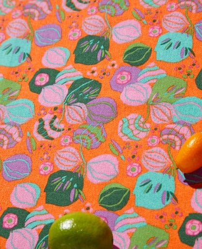 Large Organic Cotton Tablecloth, Bloom Orange