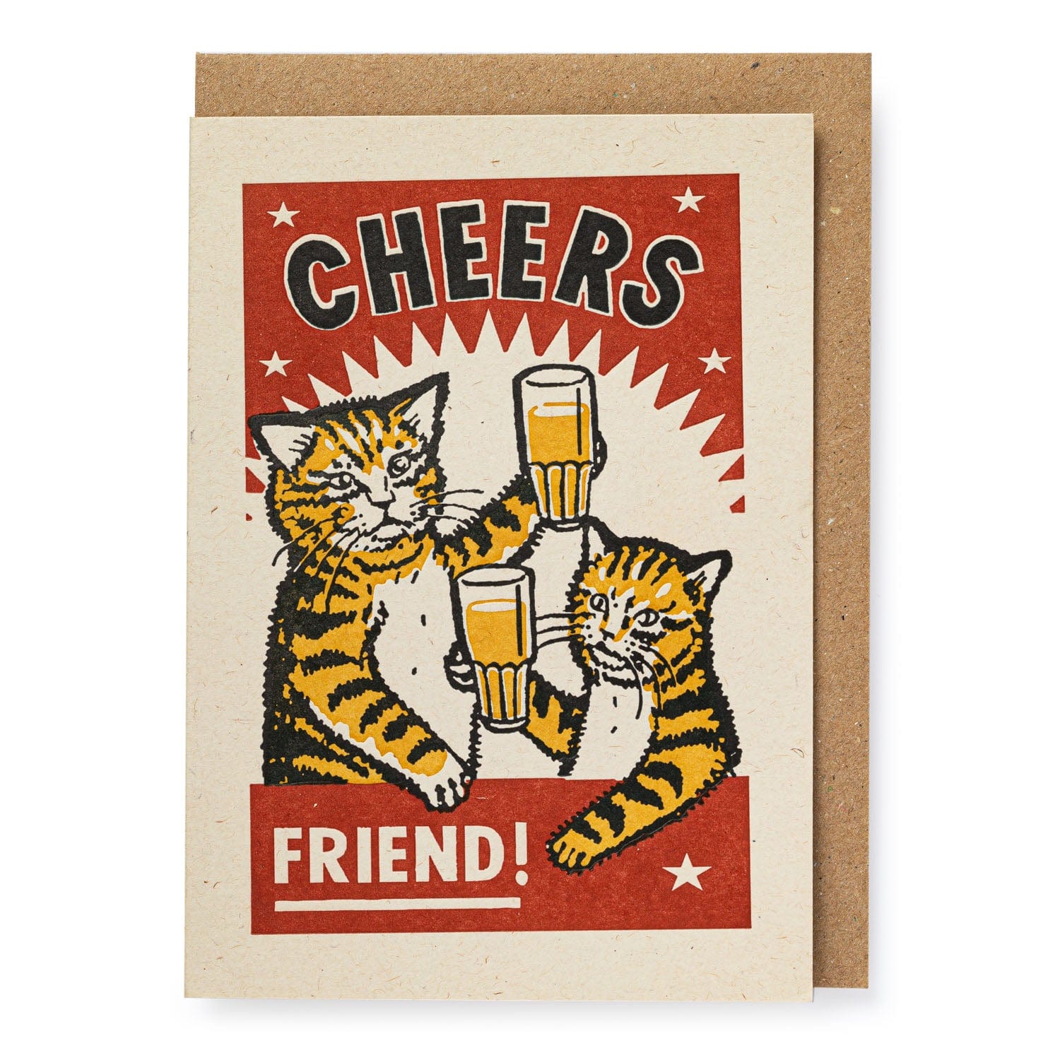 Letterpress Card Cheers Friend!