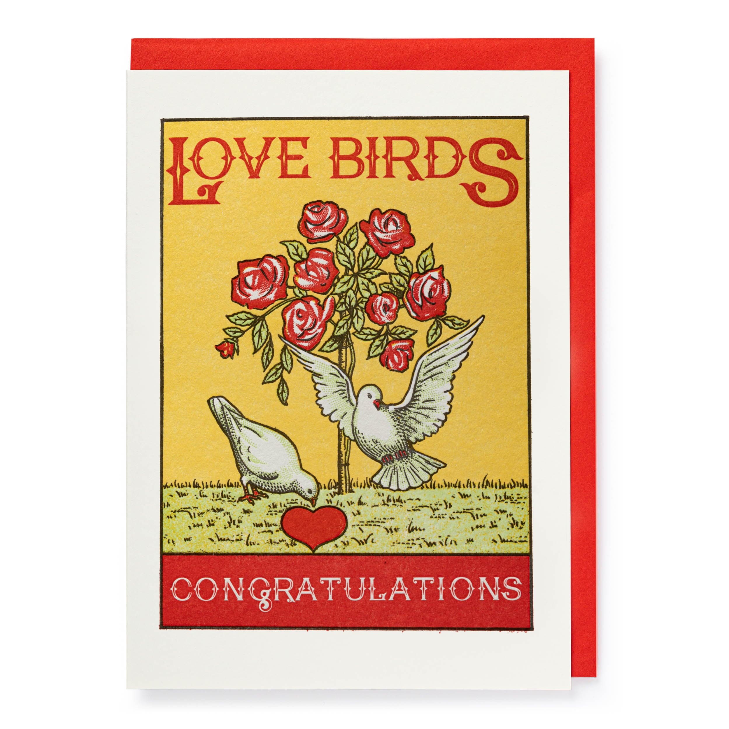 Letterpress Card Love Birds