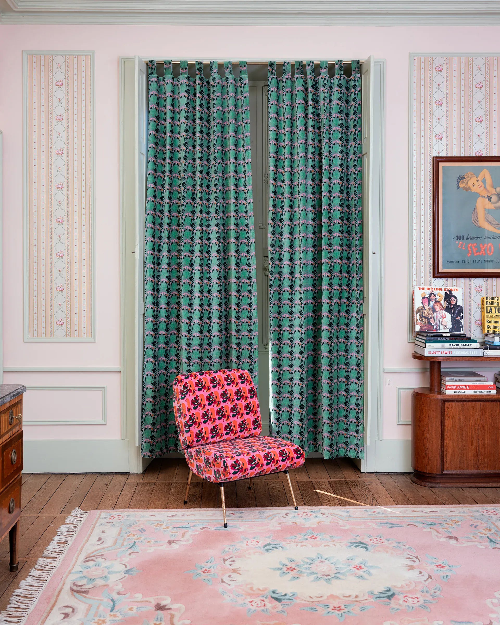 Velvet Curtain Panel 260x110cm, William Sage Green