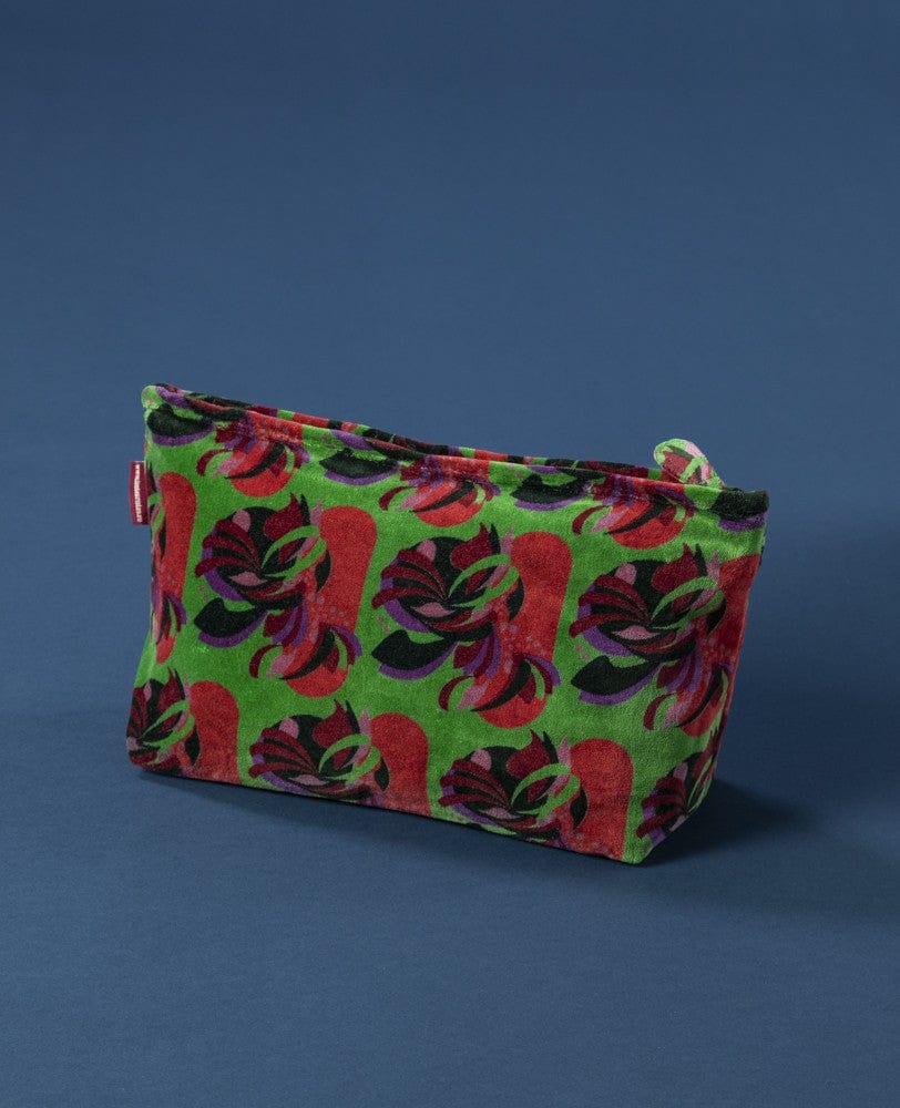 Large Velvet Washbag Split Green