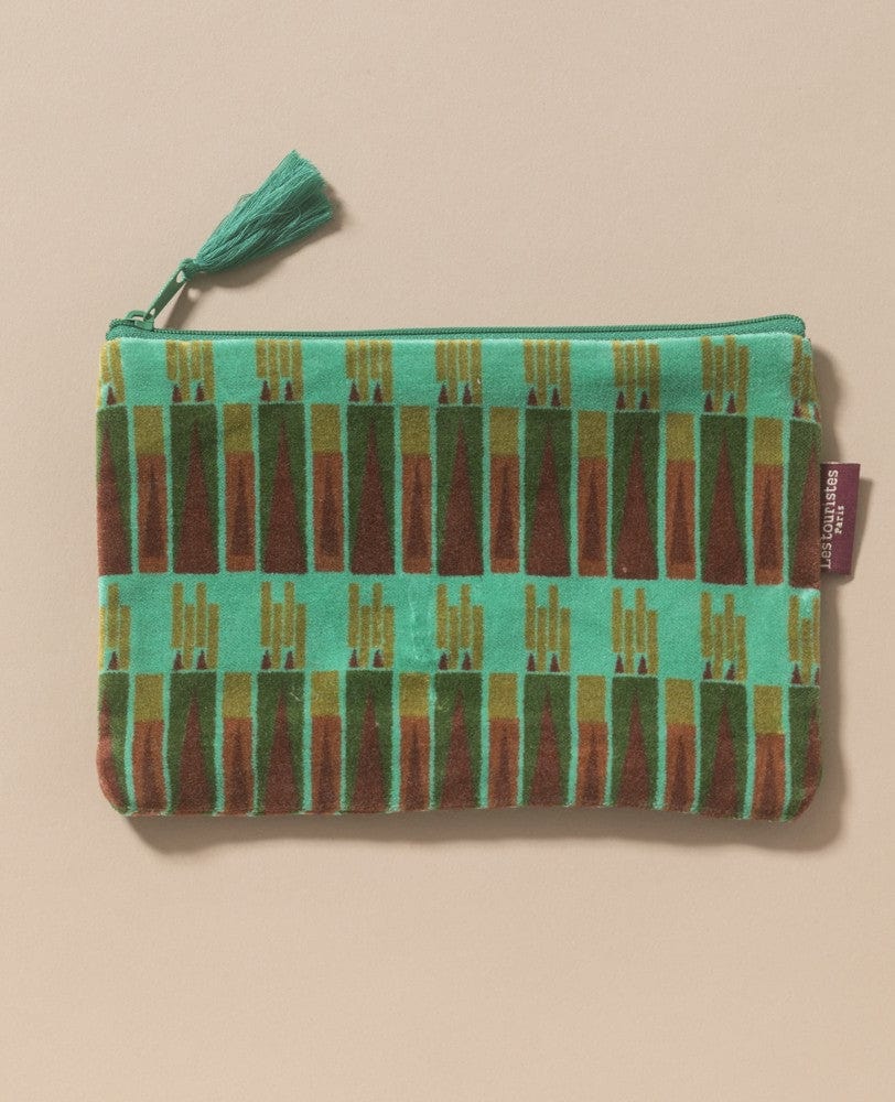 Velvet Zipped Pouch With Tassel, Various Designs