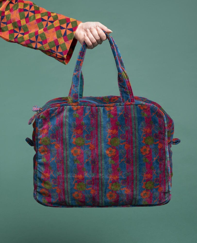 Poppins Velvet Weekend Bag Kensington Dark Green/Fuchsia