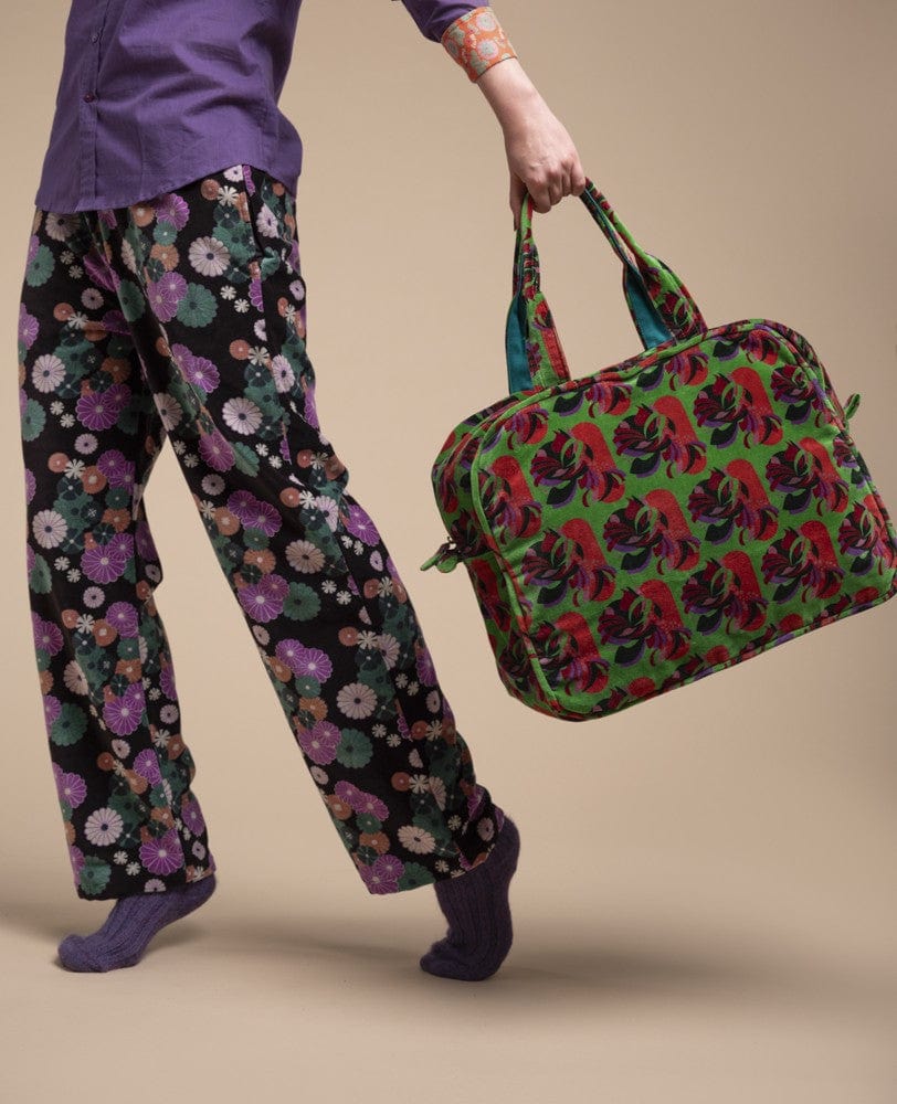 Poppins Velvet Weekend Bag Split Green