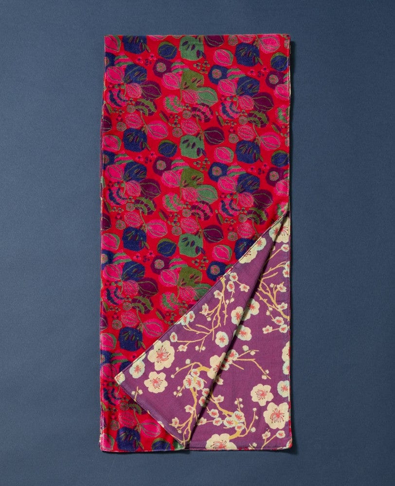 Velvet Double Sided Scarf Bloom Red/Blossom Purple