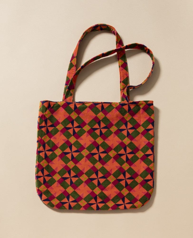 Auntie Velvet Tote Bag Mosaic Orange