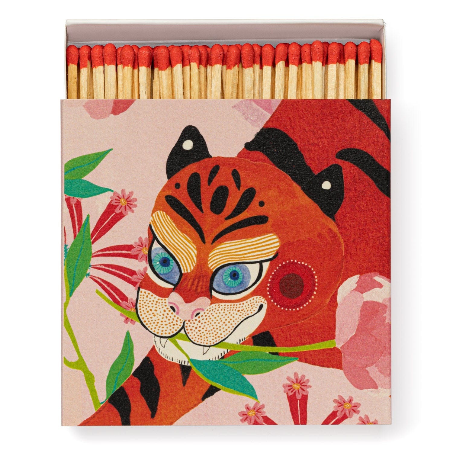 Square Luxury Match Box Tiger With Peony