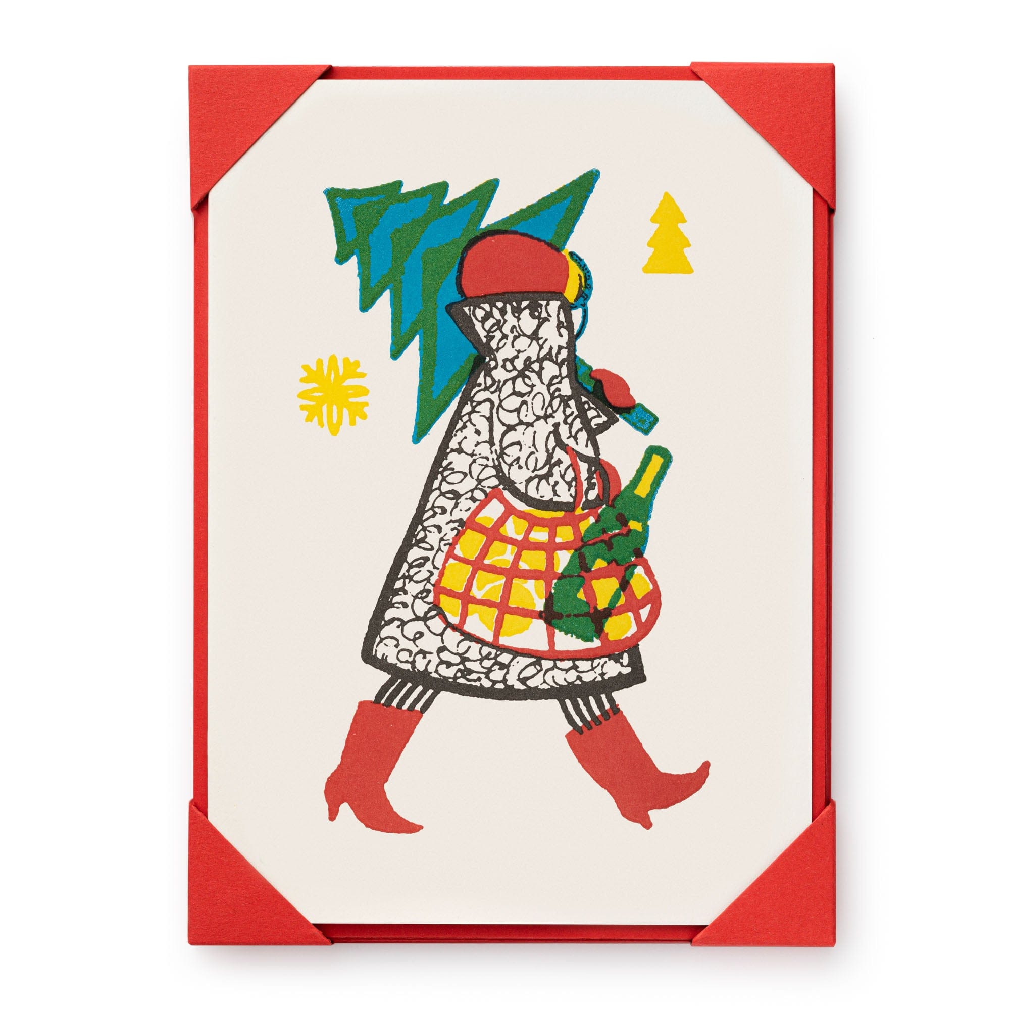 Pack Of 5 Christmas Cards by Archivist Festive Lady