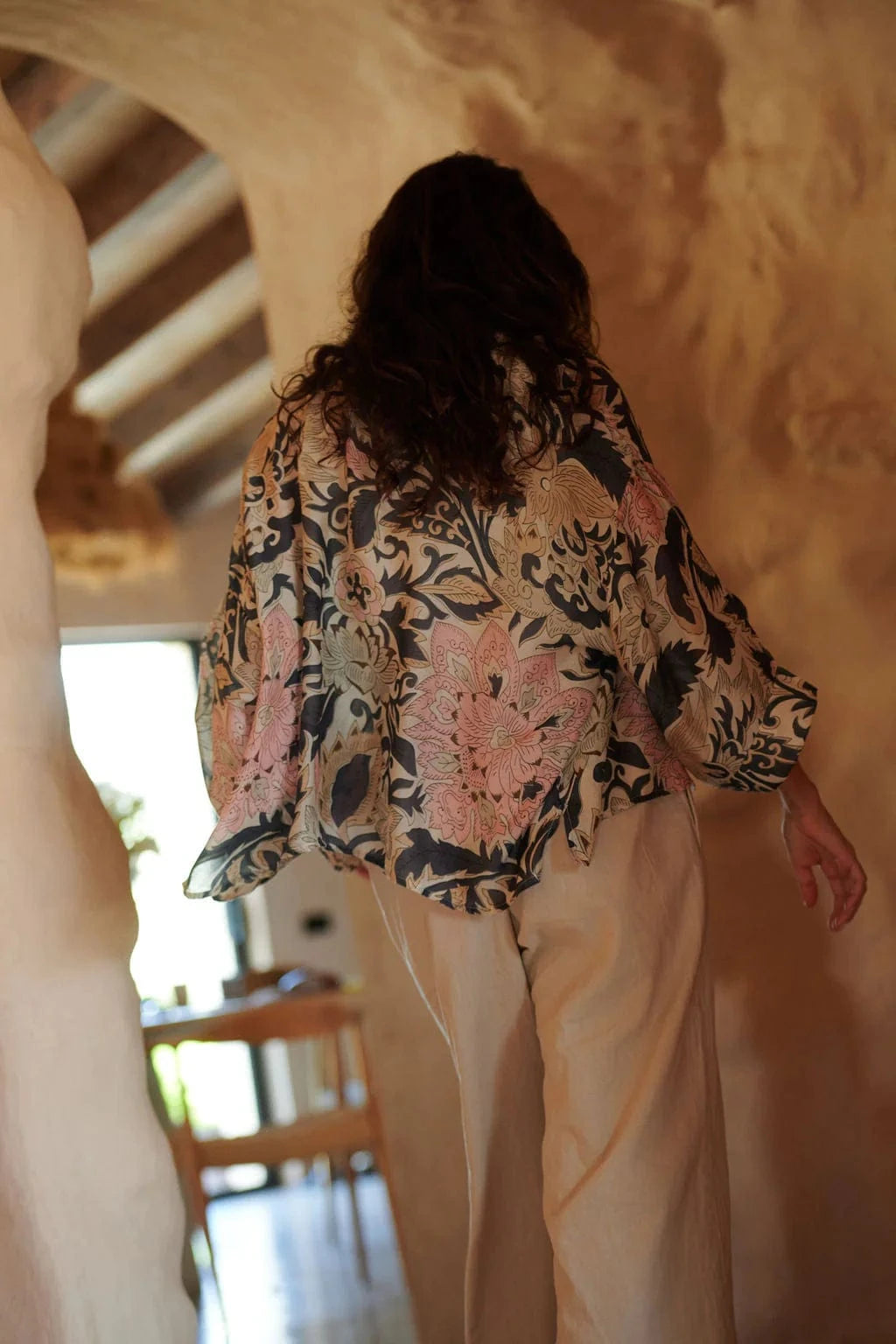 Block Taupe Kimono by One Hundred Stars