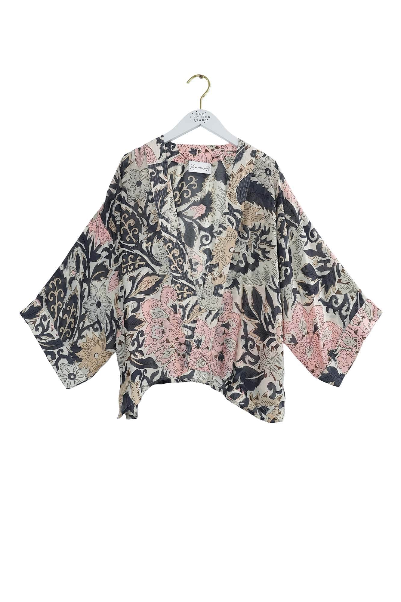 Block Taupe Kimono by One Hundred Stars