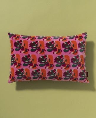 Split Pink Orange Rectangular Velvet Cushion 55x35cm
