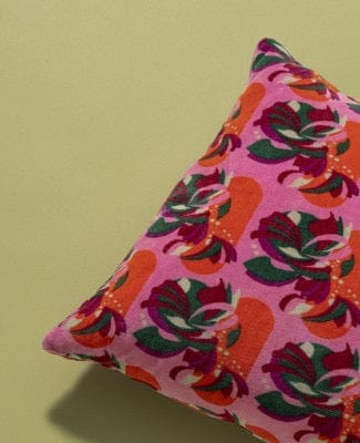 Split Pink Orange Rectangular Velvet Cushion 55x35cm