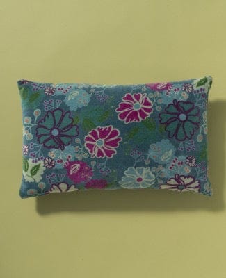Cosmos Teal Rectangular Velvet Cushion 55x35cm