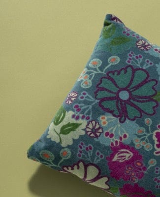Cosmos Teal Rectangular Velvet Cushion 55x35cm