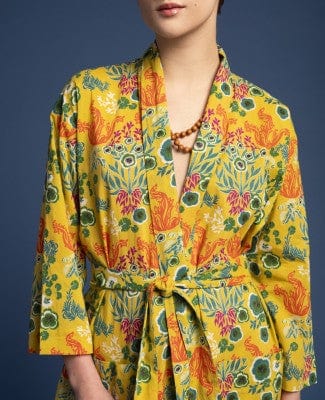 Long Cotton Dressing Gown, Swainston Gold