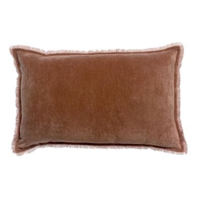 Fara 40x65 Velvet Fringed Cushion by Vivaraise, Rose Wood
